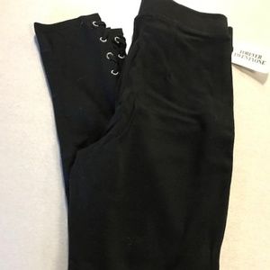 Forever 21 Lace Up Black Leggings NWT